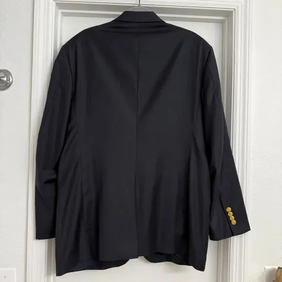 Brooks Brothers Loro Piana 100% Wool Navy Blazer Sport Coat Gold Buttons 44R